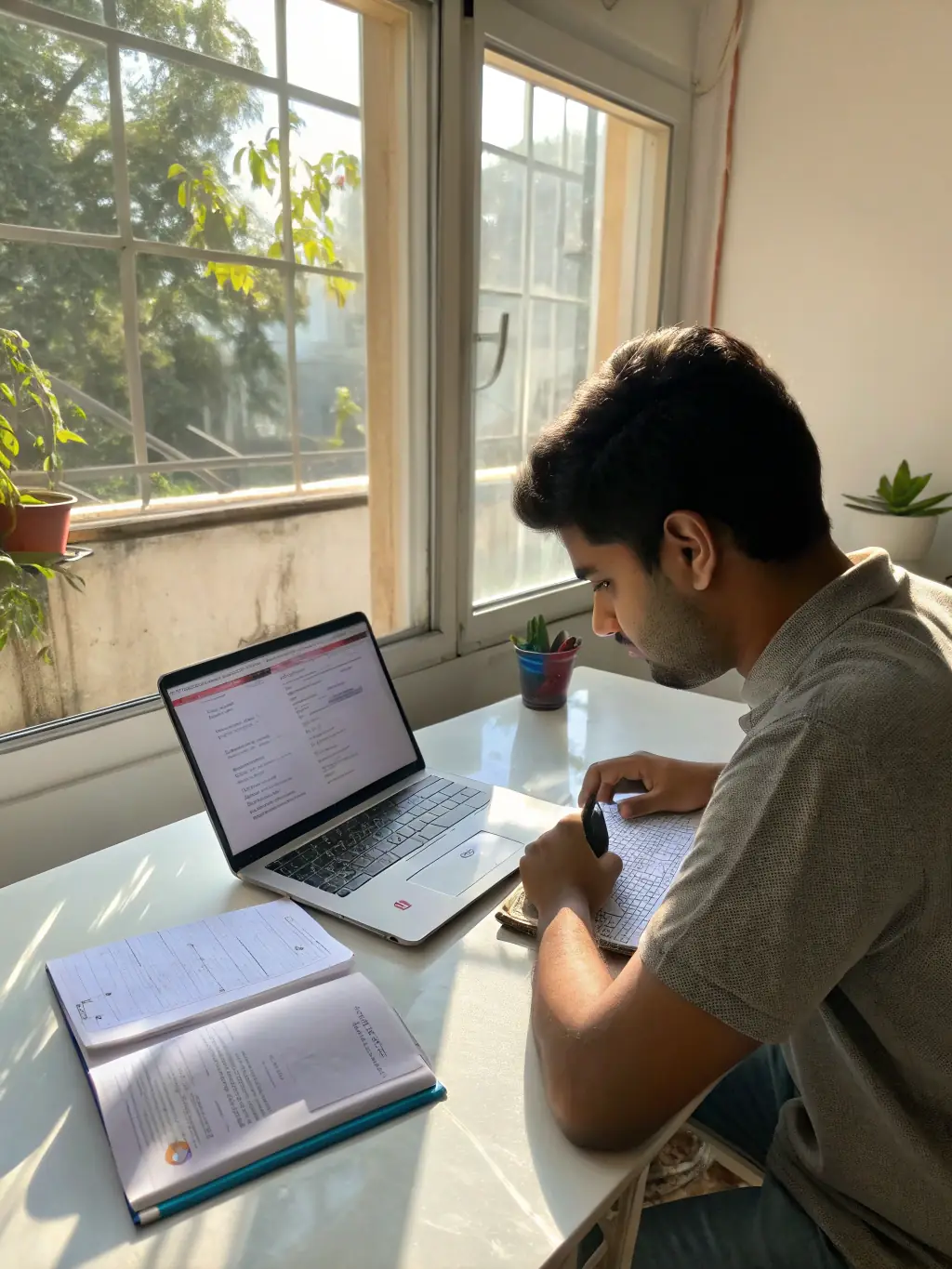 A photo of a young graduate looking worried while searching for jobs on a laptop, reflecting the challenges of youth unemployment in South Africa.