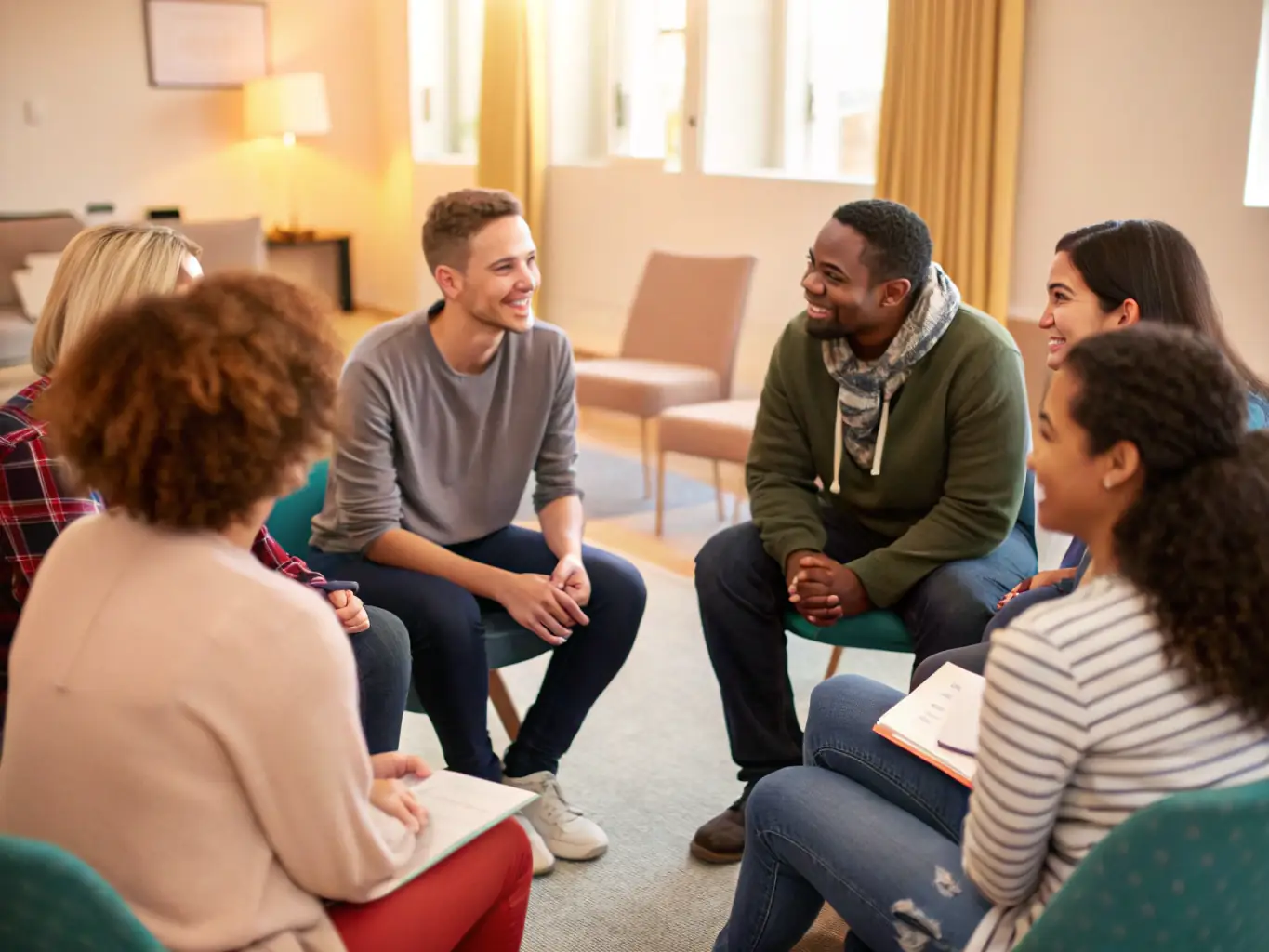 A group of South Africans participating in a group coaching session, sharing experiences and learning from each other in a supportive and inclusive environment.